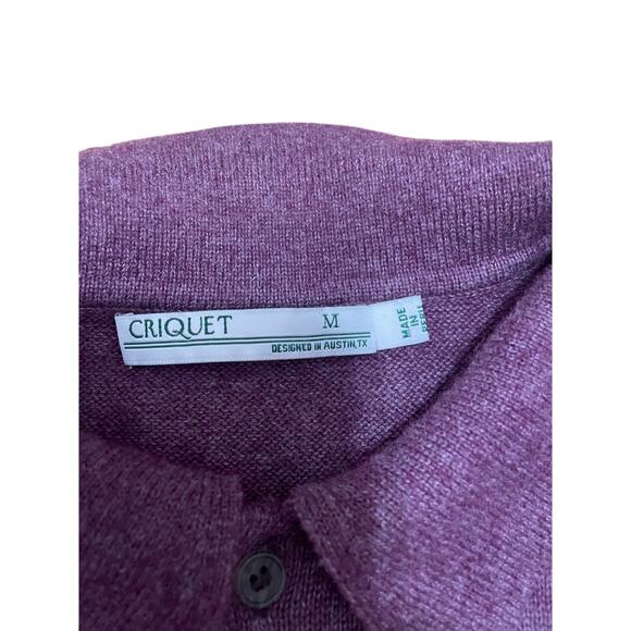 Criquet Purple Baby Alpaca Blend Knit Collared Henley Pullover Polo Golf Men's M - Picture 2 of 6